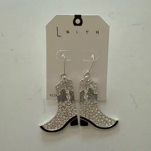 Nordstrom Leith Cowboy‎ Boot Drop Earrings - Silver Tone - NWT thumbnail 3