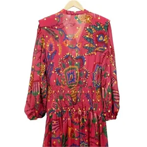 NWT Farm Rio Sunset Tapestry Floral Long Sleeve Boho Maxi Dress Warm Red Size XS thumbnail 8