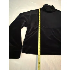 Prana Womens Black Velour Mock Neck Pullover‎ Sweatshirt Size Large Pockets thumbnail 3