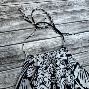 Million Bullpup Paisley Maxi Dress Halter Drop Waist Boho White Navy Small thumbnail 3