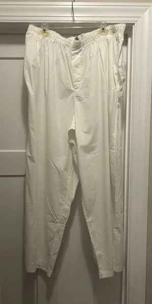 SKIMS Pajama Pants Size 3X White Poplin Sleep Elastic Waist Pockets Lounge Cozy thumbnail 1