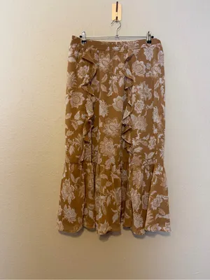 LOFT Floral Ruffle Midi Skirt‎ Size 14 NWT thumbnail 4