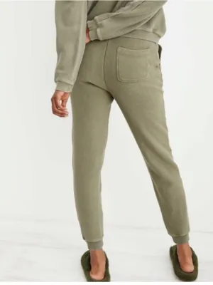 aerie Ribbed Olive Green Corded Drawstring Jogger Sweatpants XS thumbnail 2