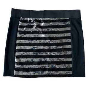 Planet Gold Y2K black silver sequin micro mini skirt large party glam indie sleaze clubwear thumbnail 3