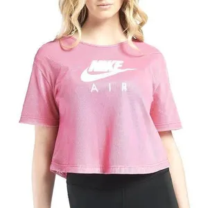Nike Air Womens Pink Mesh‎ Overlay Crop Top XS Short Sleeve Graphic Tee thumbnail 1