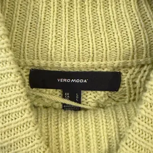 Vero Moda Lime Green Cable Knit Mock Neck Sweater Pointelle Pullover Women Large thumbnail 3
