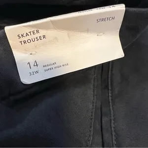 American Eagle Skater Trouser Pants 14 Black Wide Leg Stretch 32” NWT thumbnail 7