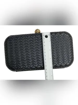 A New Day Black Woven Clutch Crossbody Bag Gold Chain Evening Purse Wedding thumbnail 7