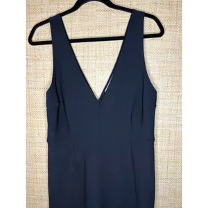 Abercrombie & Fitch Black V-Neck Midi Dress Large Tulip Hem Sleeveless Cocktail thumbnail 2