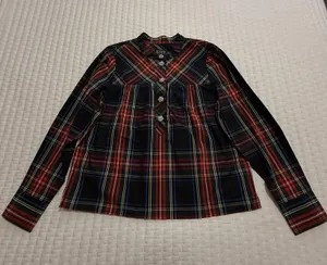 J.Crew Rhinestone Buttons Stewart Tartan Blouse Top Sz S Small NWT Cotton Shirt thumbnail 1