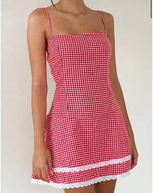 Motel Rocks red gingham mini dress thumbnail 3