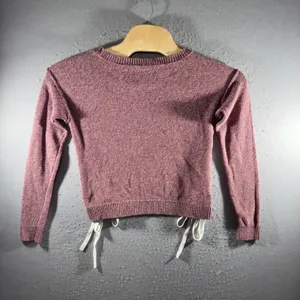 3236 | Abercrombie Lace Up Side Cropped Sweater Pink Coquette Women S thumbnail 2