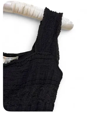 Y2K Max Studio Women’s Black Lace Tiered Ruffle Sleeveless Babydoll Top Shirt S thumbnail 10