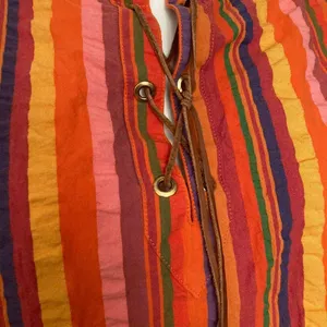 Size 8 Liz Claiborne Striped Popover Long Sleeve Top 70's Boho‎ Style thumbnail 2
