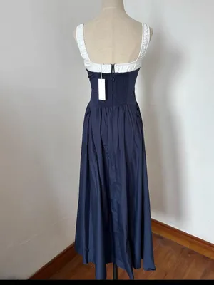 Moon River Colorblock Cotton Midi Dress, M thumbnail 8