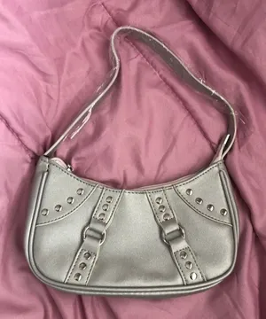 Goth Grunge Biker Y2K 2000s Style Trendy Silver Streetwear Bimbo Shoulder Hand Bag Purse Mcbling Faux Leather Studs #Acubi #Subversive #Streetwear #Punk #Baddie Measurement in pics thumbnail 1