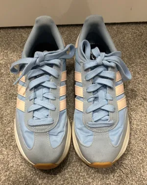 adidas Women's Light Blue Sneakers with Pale Pink Stripes thumbnail 1
