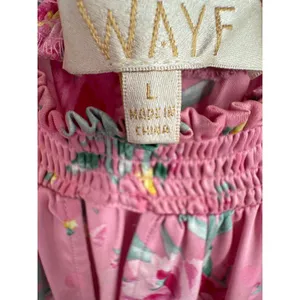 Wayf blouse women's large smocked high neck satin floral balloon sleeve pink thumbnail 6