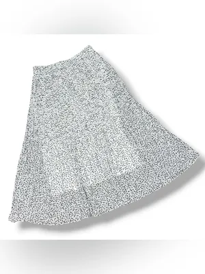 WD.NY Pleated Polka Dot Maxi Skirt White Black Small Long Chiffon Elastic Waist thumbnail 14