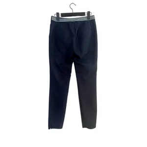 Zara Straight Leg Mid Rise Dress Trousers Striped Back Waist S Dark Navy Blue thumbnail 13