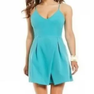 Gianni Bini GB‎ Pink Salmon Mini Pleated Dress Spaghetti Straps Large Hoco Party thumbnail 5