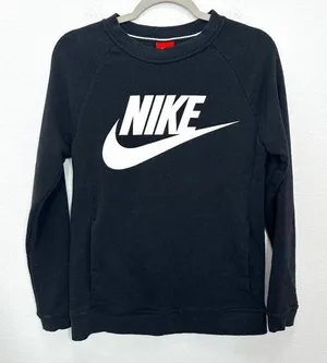 Nike Women's‎ Size XS Black Crewneck Sweatshirt Logo Pockets Casual Outdoors thumbnail 1
