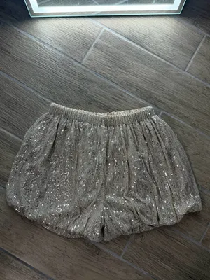 Endless Rose Champagne Sequin High-Waist Bubble Shorts thumbnail 2