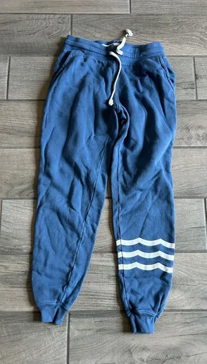 Sol Angeles Blue Jogger Sweatpants with White Stripe Detail thumbnail 1