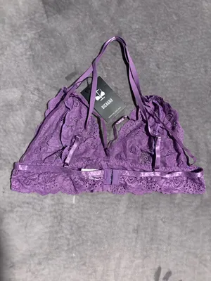 New! 3 Piece Purple Lace Bralette, Mini Skirt with G-String Crotchless thumbnail 8