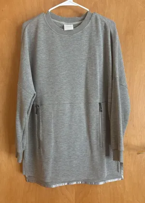 Varley‎ Bayliss Sweatshirt Womens Size S Gray Pullover Oversized Zip Pockets thumbnail 1