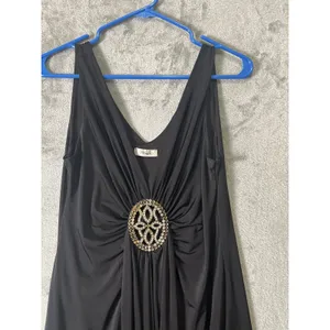 Vintage‎ Y2K Black Jeweled (missing stones) Handkerchief Hem Dress Glam Fairy LG thumbnail 2