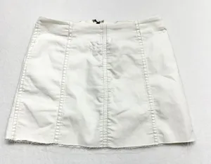 Free‎ People Modern Femme Mini Skirt Womens Size 4 White Denim Raw Hem OB511389 thumbnail 1