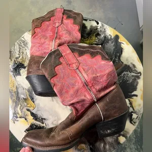 Tony Lama Pink Brown Leather Western Boots thumbnail 8
