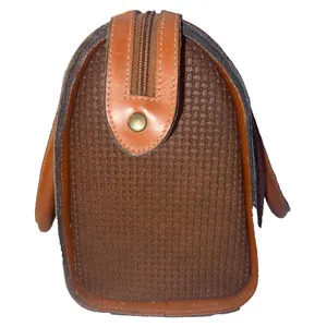 Vintage JR Julius Resnick Monogram Lining Leather Woven Purse Satchel Bag USA thumbnail 4