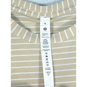 Lululemon Love Crew T-Shirt Prosecco White Striped Pima Cotton Size 8 thumbnail 4