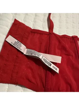 Victoria’s Secret Dream Angels Red Corset Bustier Long Line Bra Lace Sz M - DD thumbnail 8