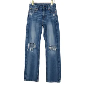 American Eagle Curvy Straight Jeans Ripped High Rise Straight Leg Jeans Size 2 thumbnail 4