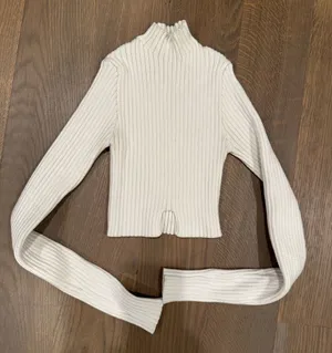 Edikted Cream Ribbed Turtleneck Sweater thumbnail 1
