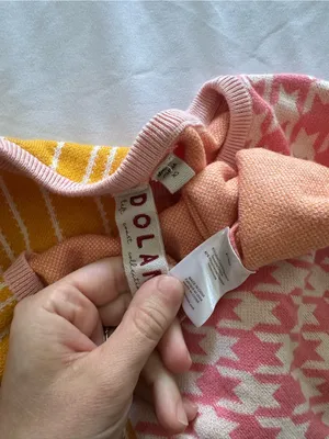Dolan Anthropologie Flare Sleeve Sweater Pink Houndstooth Yellow Stripe Size XS thumbnail 5