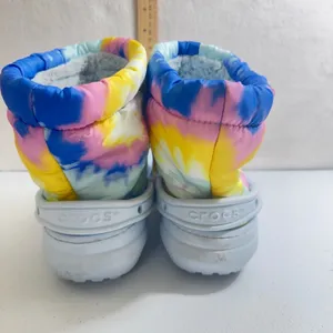 Crocs Classic Line Neo Puff Snow Boots‎ Multicolor Tie Dye Faux Fur Lined M6W8 thumbnail 3
