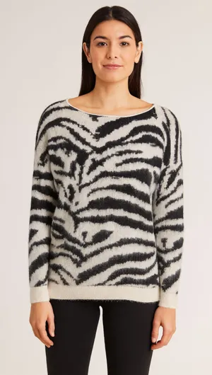 MAJE Angora Zebra Print‎ Sweater Sz 1 (Small) thumbnail 1