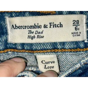Abercrombie & Fitch Curve Love Dad High Rise Blue Denim Jeans Size 28 6 S Short thumbnail 3