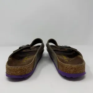 Birkenstock Arizona Leather Sandals Womens 38 Gray Purple Outdoor Gorpcore Birks thumbnail 5