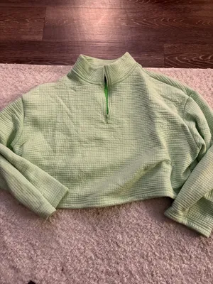 NWOT Nike Sportswear Tech Fleece cropped 1/4-zip pullover sweatshirt light green. Size Small thumbnail 5
