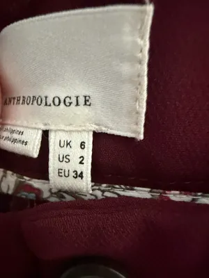 Anthropologie Sasha Button-Fly High Rise Tapered Burgundy Career Chic Trouser 2 thumbnail 7