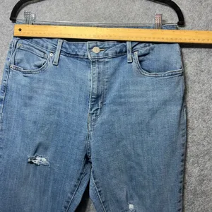 Levi's 721 High Rise Skinny‎ Jeans 32 Distressed Denim Blue Light Wash thumbnail 2