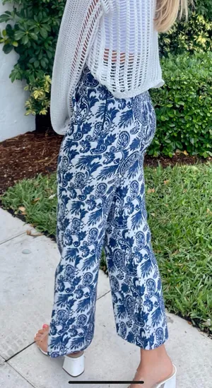 ZARA blue And White Print Pants thumbnail 2