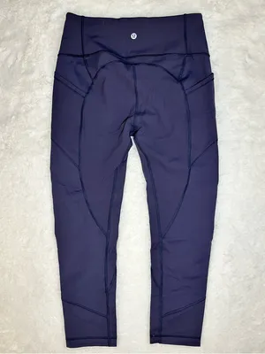 LULULEMON High Rise Pocket Leggings Crop Women’s 8 Navy Blue Activewear Yoga thumbnail 2
