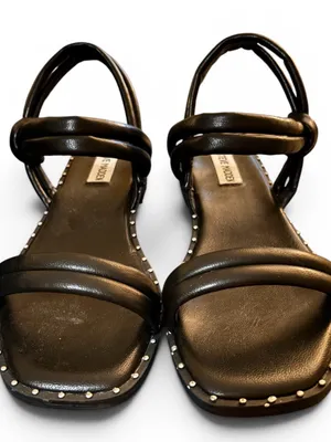 Steve Madden Jeeana Flat Puffy Strappy Sandal Black Sz 9 Studded Trim Casual thumbnail 3