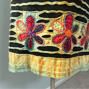Colorful Boho Floral Striped 100% Cotton Spaghetti Strap Dress Size S/M Nepal thumbnail 5